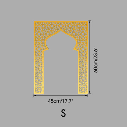 Islamic Arch Mirror Wall Sticker Gold Acrylic 3D Mosque Frame Decal With Geometric Pattern Ramadans Festival Home Decor Accent