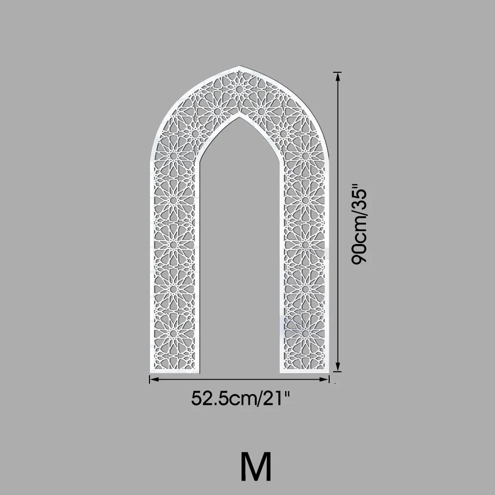 Islamic Arch Mirror Wall Sticker Gold Acrylic 3D Mosque Frame Decal With Geometric Pattern Ramadans Festival Home Decor Accent