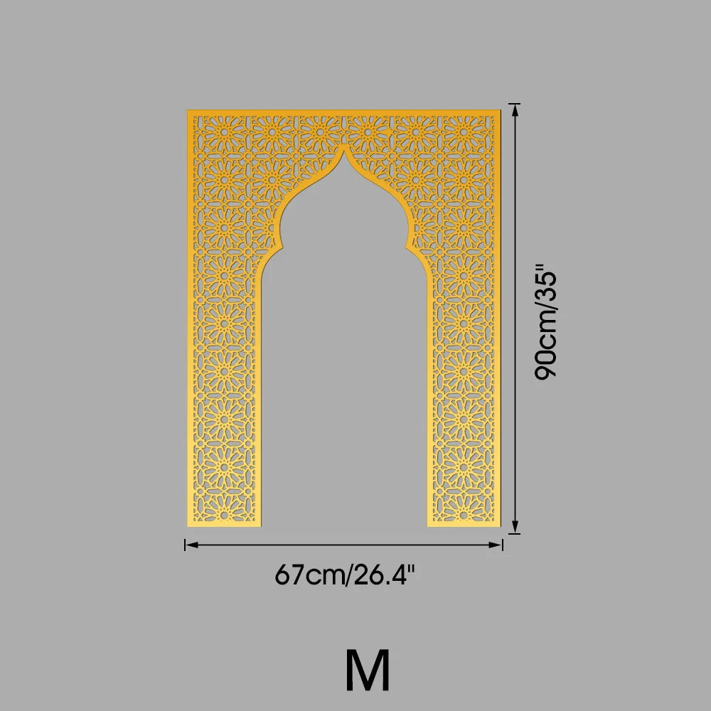 Islamic Arch Mirror Wall Sticker Gold Acrylic 3D Mosque Frame Decal With Geometric Pattern Ramadans Festival Home Decor Accent