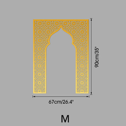 Islamic Arch Mirror Wall Sticker Gold Acrylic 3D Mosque Frame Decal With Geometric Pattern Ramadans Festival Home Decor Accent
