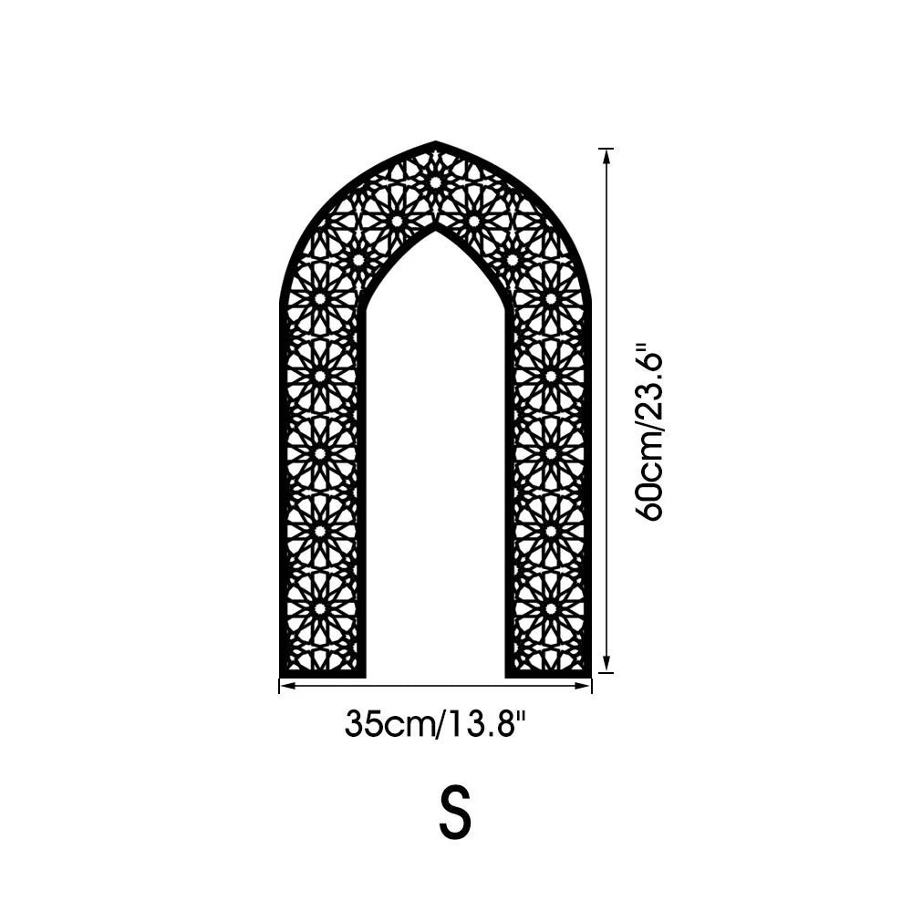 Islamic Arch Mirror Wall Sticker Gold Acrylic 3D Mosque Frame Decal With Geometric Pattern Ramadans Festival Home Decor Accent