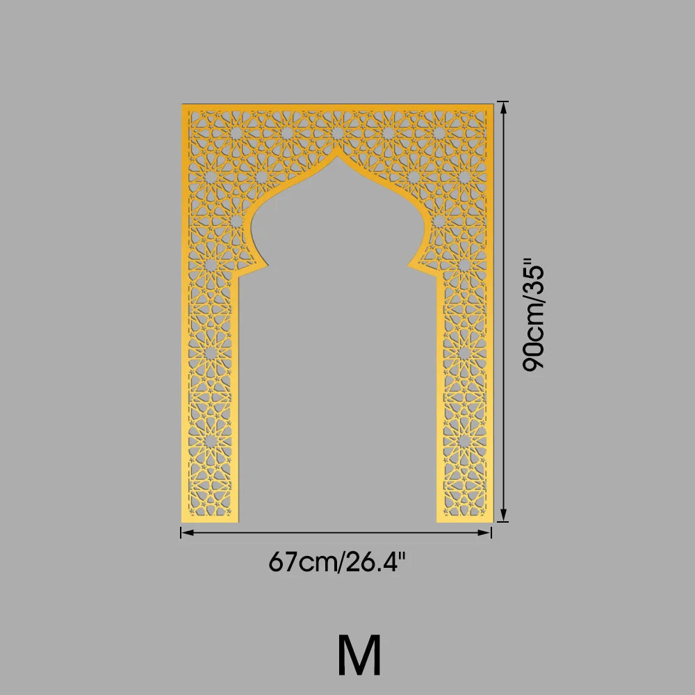 Islamic Arch Mirror Wall Sticker Gold Acrylic 3D Mosque Frame Decal With Geometric Pattern Ramadans Festival Home Decor Accent