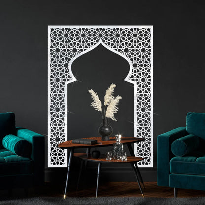 Islamic Arch Mirror Wall Sticker Gold Acrylic 3D Mosque Frame Decal With Geometric Pattern Ramadans Festival Home Decor Accent
