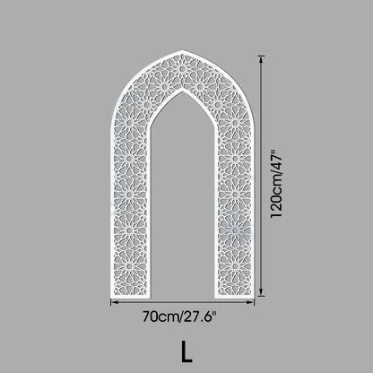Islamic Arch Mirror Wall Sticker Gold Acrylic 3D Mosque Frame Decal With Geometric Pattern Ramadans Festival Home Decor Accent