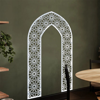 Islamic Arch Mirror Wall Sticker Gold Acrylic 3D Mosque Frame Decal With Geometric Pattern Ramadans Festival Home Decor Accent
