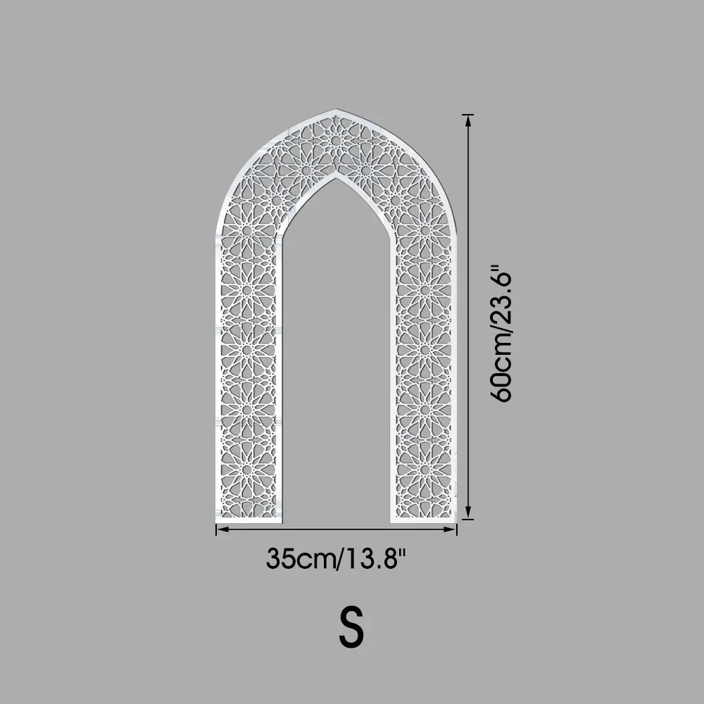 Islamic Arch Mirror Wall Sticker Gold Acrylic 3D Mosque Frame Decal With Geometric Pattern Ramadans Festival Home Decor Accent