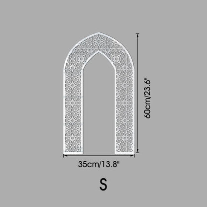 Islamic Arch Mirror Wall Sticker Gold Acrylic 3D Mosque Frame Decal With Geometric Pattern Ramadans Festival Home Decor Accent