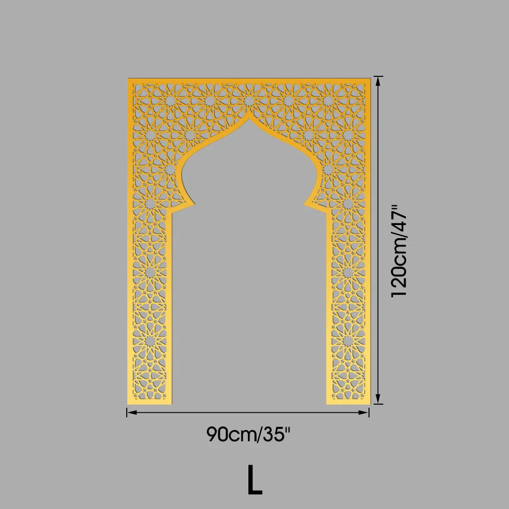Islamic Arch Mirror Wall Sticker Gold Acrylic 3D Mosque Frame Decal With Geometric Pattern Ramadans Festival Home Decor Accent