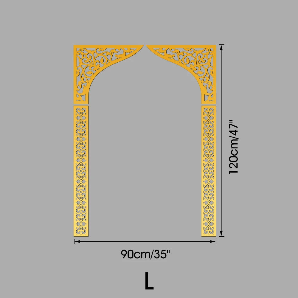 Islamic Arch Mirror Wall Sticker Gold Acrylic 3D Mosque Frame Decal With Geometric Pattern Ramadans Festival Home Decor Accent
