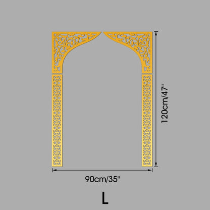 Islamic Arch Mirror Wall Sticker Gold Acrylic 3D Mosque Frame Decal With Geometric Pattern Ramadans Festival Home Decor Accent