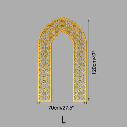 Islamic Arch Mirror Wall Sticker Gold Acrylic 3D Mosque Frame Decal With Geometric Pattern Ramadans Festival Home Decor Accent