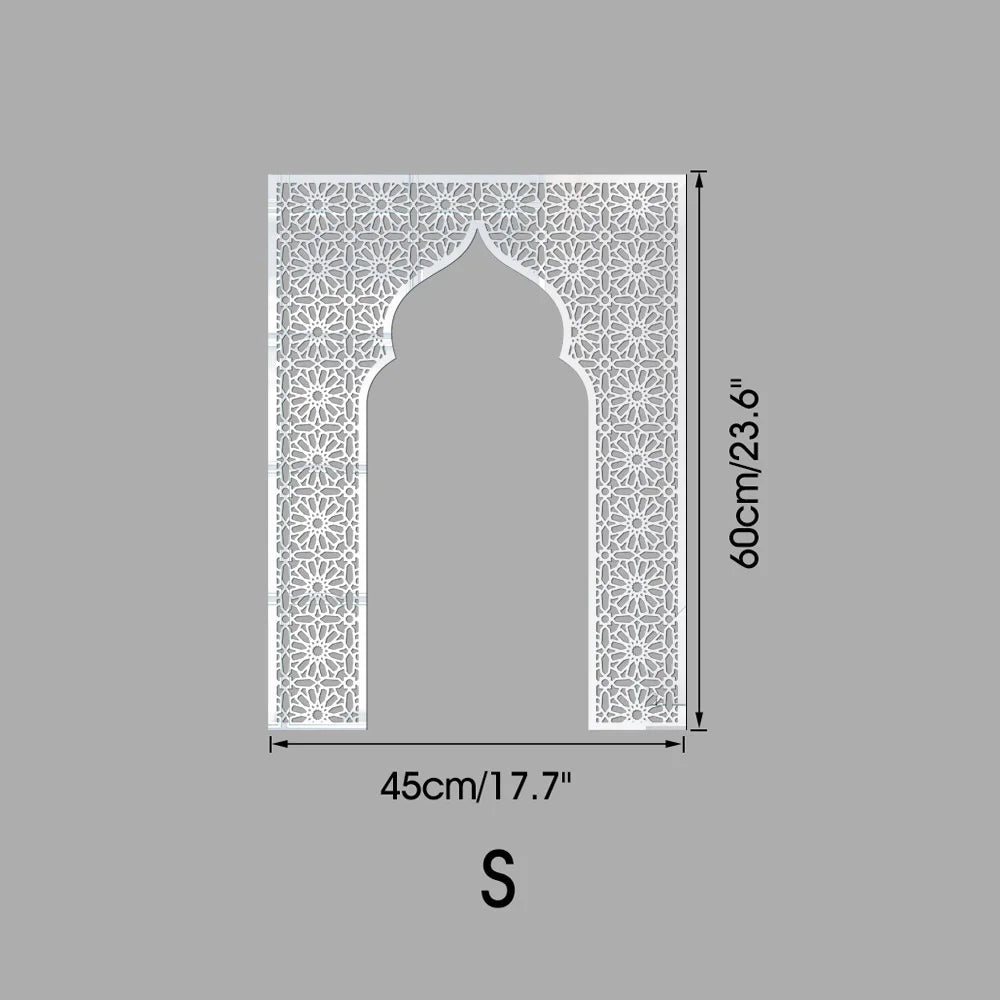Islamic Arch Mirror Wall Sticker Gold Acrylic 3D Mosque Frame Decal With Geometric Pattern Ramadans Festival Home Decor Accent