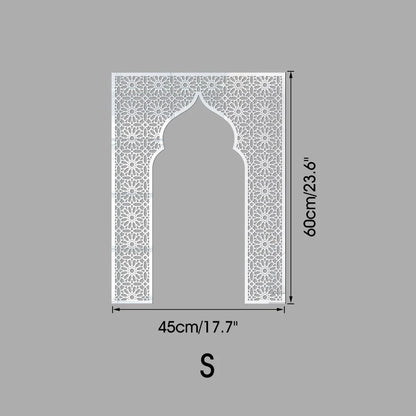 Islamic Arch Mirror Wall Sticker Gold Acrylic 3D Mosque Frame Decal With Geometric Pattern Ramadans Festival Home Decor Accent
