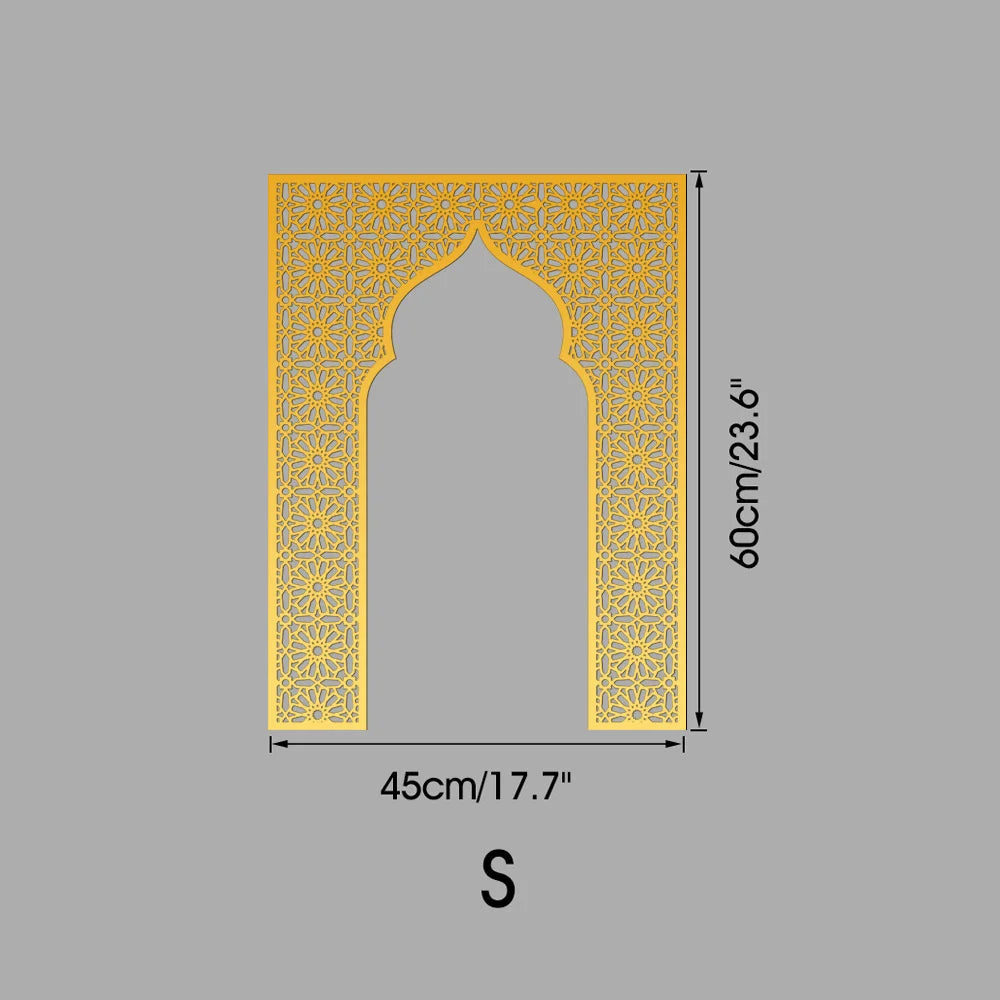 Islamic Arch Mirror Wall Sticker Gold Acrylic 3D Mosque Frame Decal With Geometric Pattern Ramadans Festival Home Decor Accent