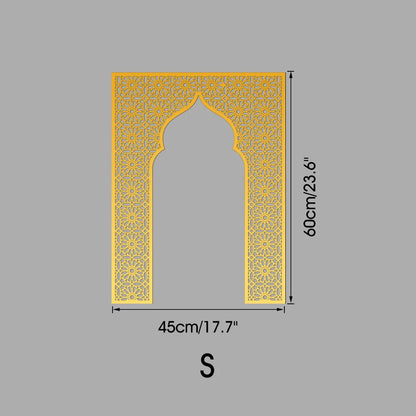 Islamic Arch Mirror Wall Sticker Gold Acrylic 3D Mosque Frame Decal With Geometric Pattern Ramadans Festival Home Decor Accent