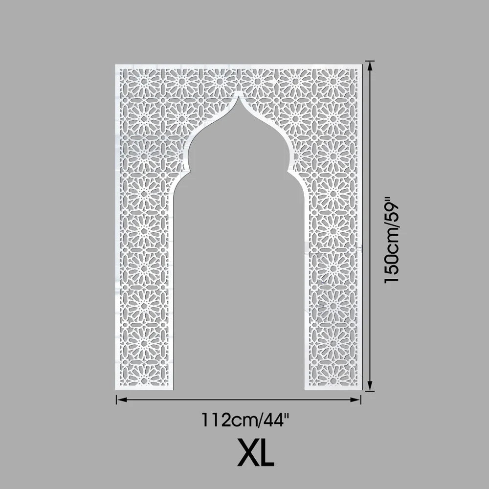 Islamic Arch Mirror Wall Sticker Gold Acrylic 3D Mosque Frame Decal With Geometric Pattern Ramadans Festival Home Decor Accent
