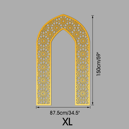 Islamic Arch Mirror Wall Sticker Gold Acrylic 3D Mosque Frame Decal With Geometric Pattern Ramadans Festival Home Decor Accent