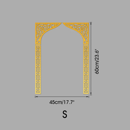 Islamic Arch Mirror Wall Sticker Gold Acrylic 3D Mosque Frame Decal With Geometric Pattern Ramadans Festival Home Decor Accent