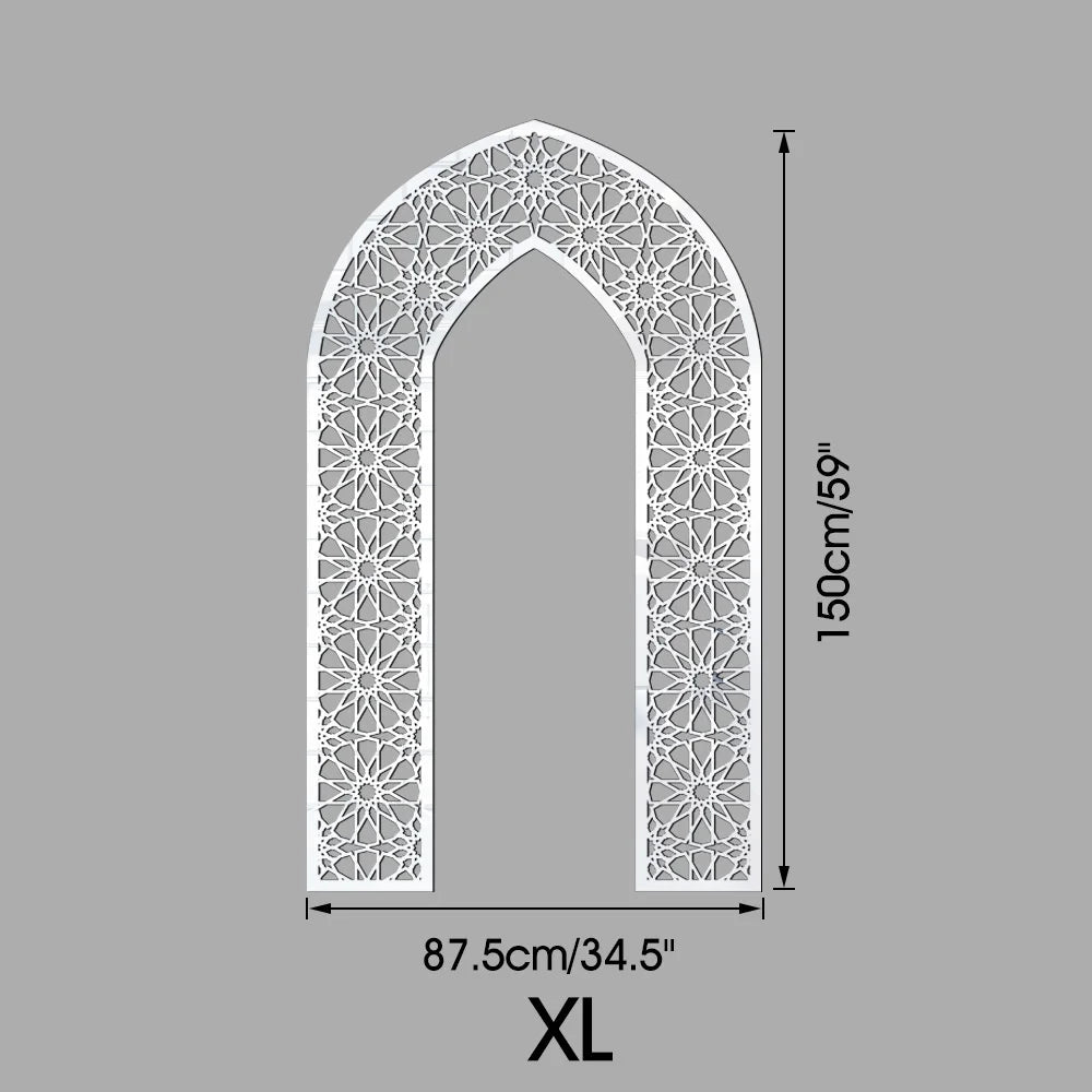 Islamic Arch Mirror Wall Sticker Gold Acrylic 3D Mosque Frame Decal With Geometric Pattern Ramadans Festival Home Decor Accent