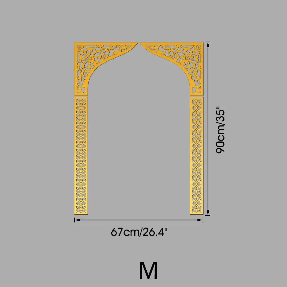 Islamic Arch Mirror Wall Sticker Gold Acrylic 3D Mosque Frame Decal With Geometric Pattern Ramadans Festival Home Decor Accent