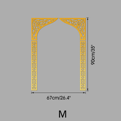 Islamic Arch Mirror Wall Sticker Gold Acrylic 3D Mosque Frame Decal With Geometric Pattern Ramadans Festival Home Decor Accent