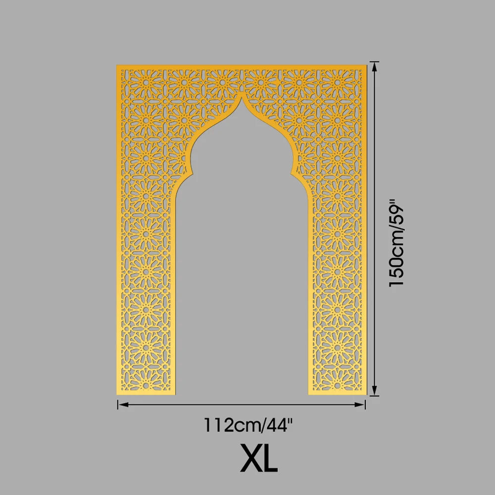 Islamic Arch Mirror Wall Sticker Gold Acrylic 3D Mosque Frame Decal With Geometric Pattern Ramadans Festival Home Decor Accent